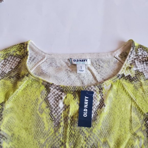 Old Navy Women's Long Sleeve Snake skin Print Sweater, Neon, Small - Picture 3 of 7